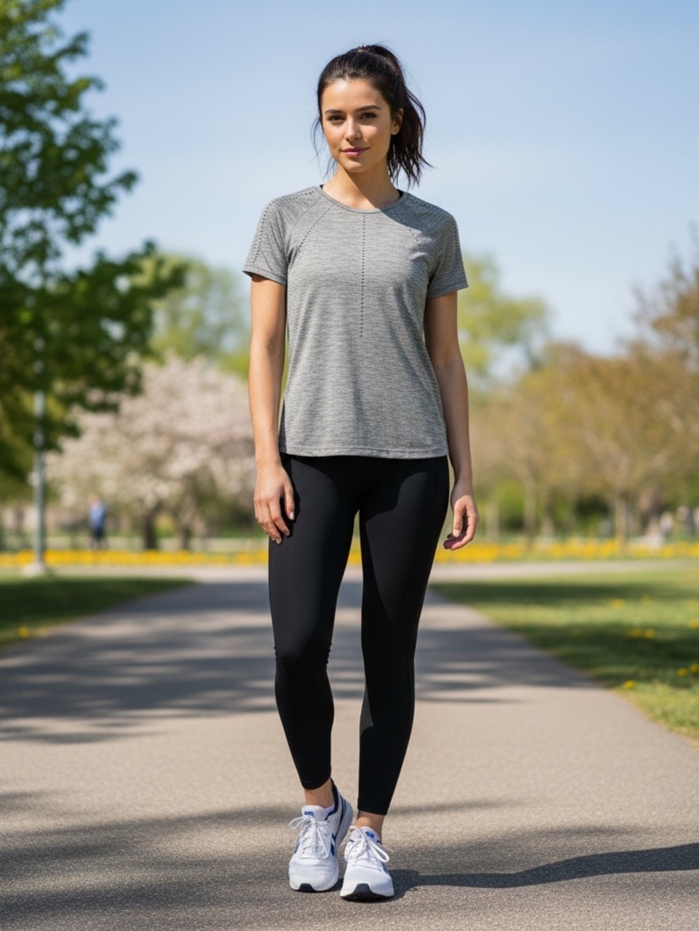 Athleta Foothill Seamless Tee Women’s M Gray Space Dye Running Yoga Workout Top